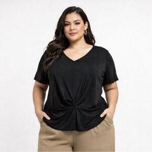 NWT Talbots black jersey knit black knit front 1/2 sleeve top size 3X career